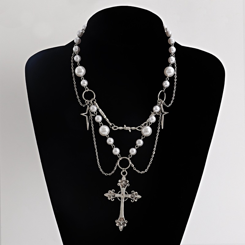 Pearl Choker Necklace Vintage - Naszyjnik z zawieszką w stylu punkowym