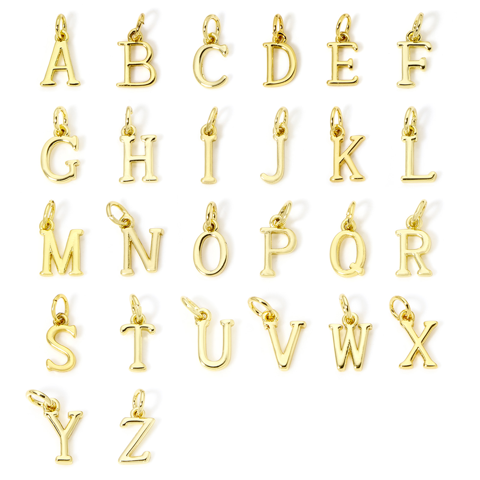 Initial Letter Necklace 18K Gold - 5 sztuk mosiężnych zawieszek pozłacanych 18-karatowym