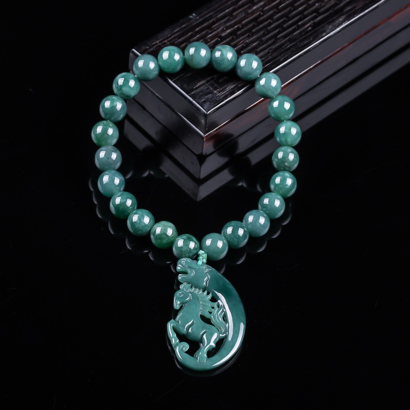 Bracelets - Naturalny Jadeit Niebieski Wodny Znak Zodiaku