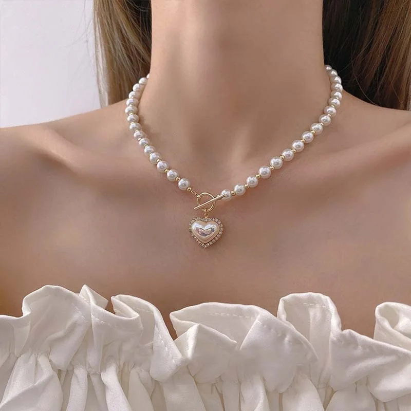 Pearl Choker Necklace Vintage - Nowy naszyjnik choker z imitacji pereł