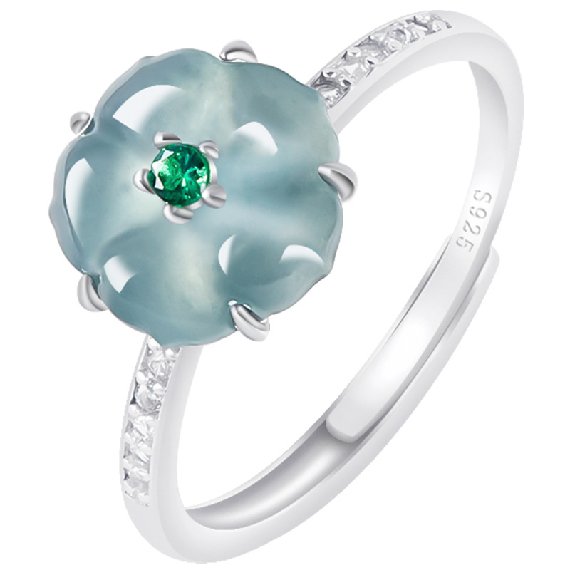 Rings - Niebieskie pierścionki z jadeitem birmańskim w