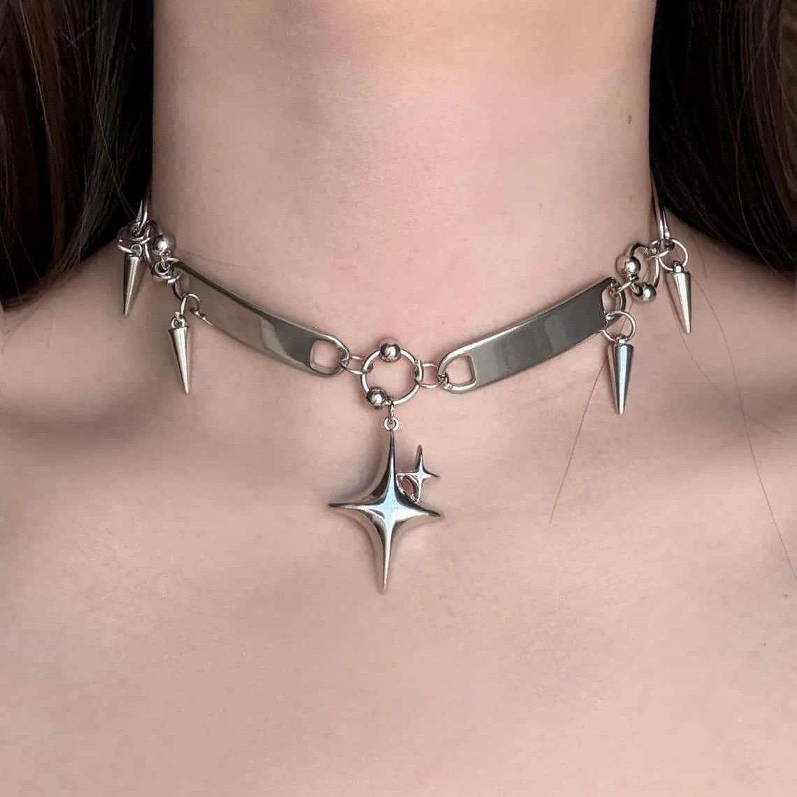 Goth Punk Spike Choker - Punkowy choker z nitami, biżuteria rockowa,