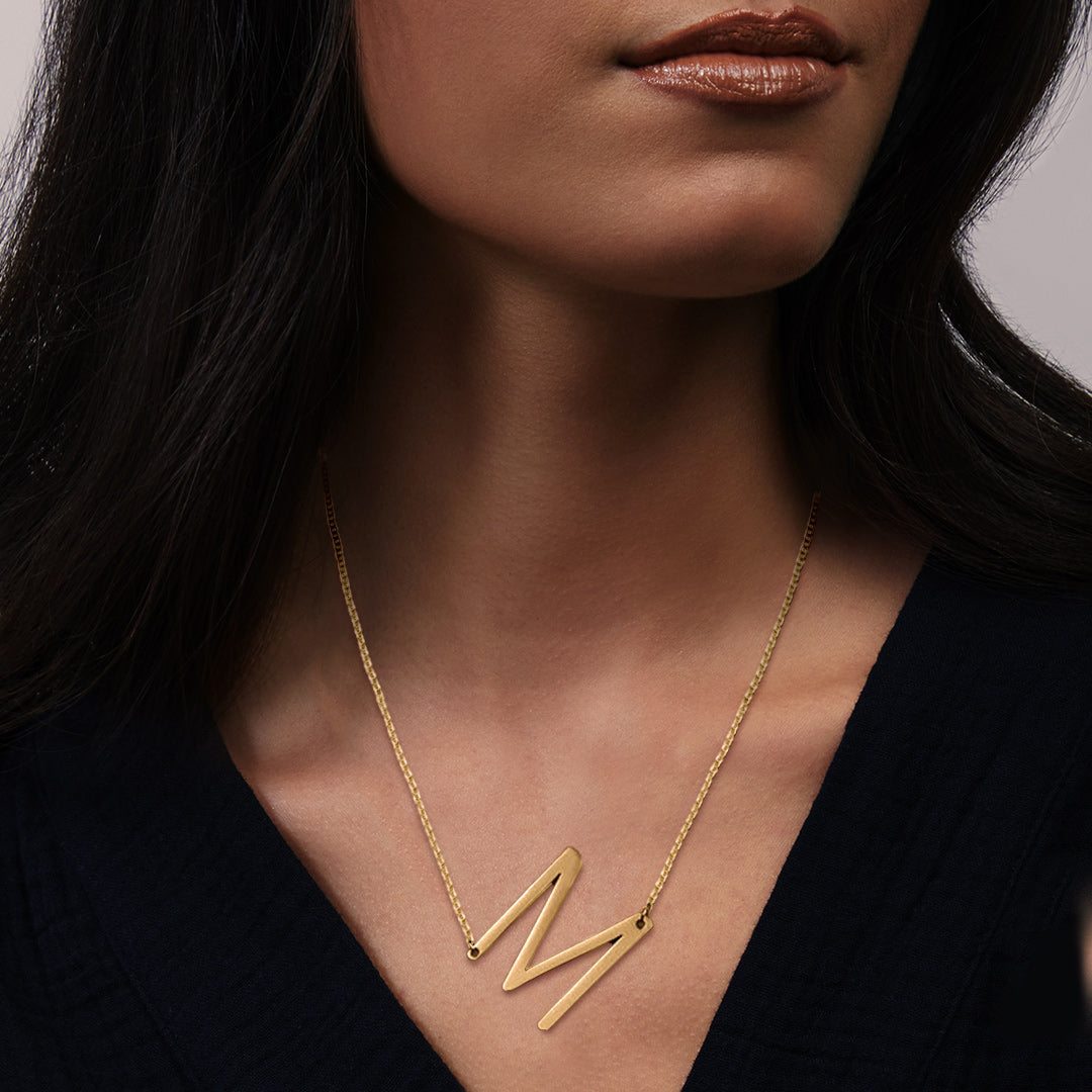 Initial Letter Necklace 18K Gold - Oświadczenie naszyjnik z inicjałami spersonalizowany naszyjnik