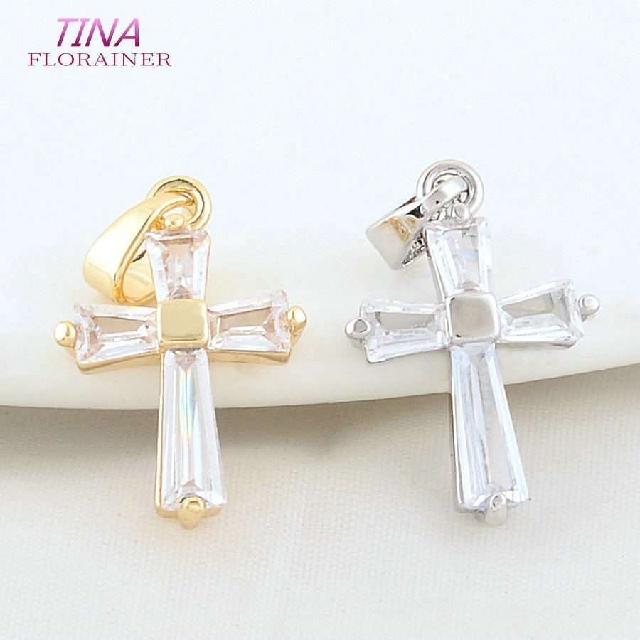 Cross Pendant Necklace Gold - 6 SZT. 12*18MM Mosiężne Zawieszki Krzyżyki