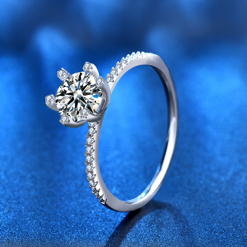 Moissanite Engagement Ring 1 Carat - Pierścionek zaręczynowy ślubny z moissanitem S925