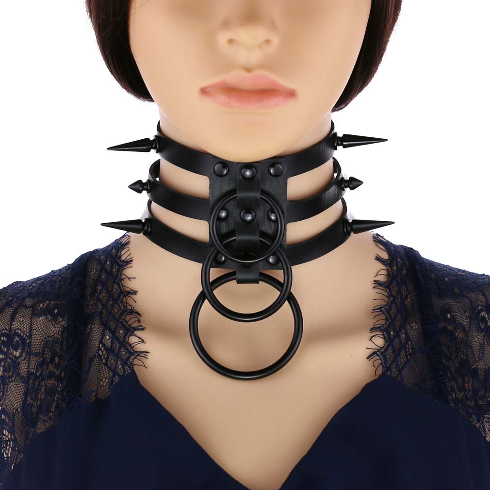 Goth Punk Spike Choker - Moda kobiety mężczyźni czarny nit skóra
