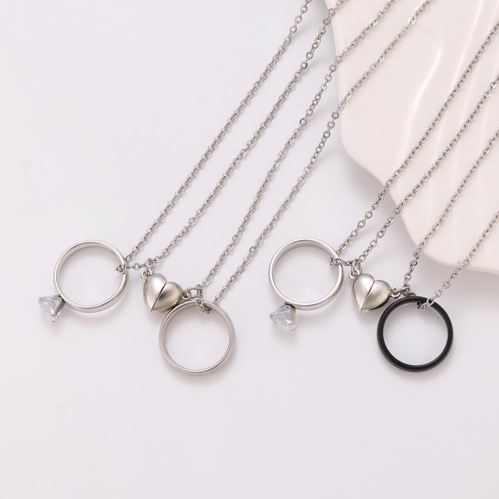 Magnetic Couple Matching Necklaces - Naszyjnik z zawieszką w kształcie pierścienia,