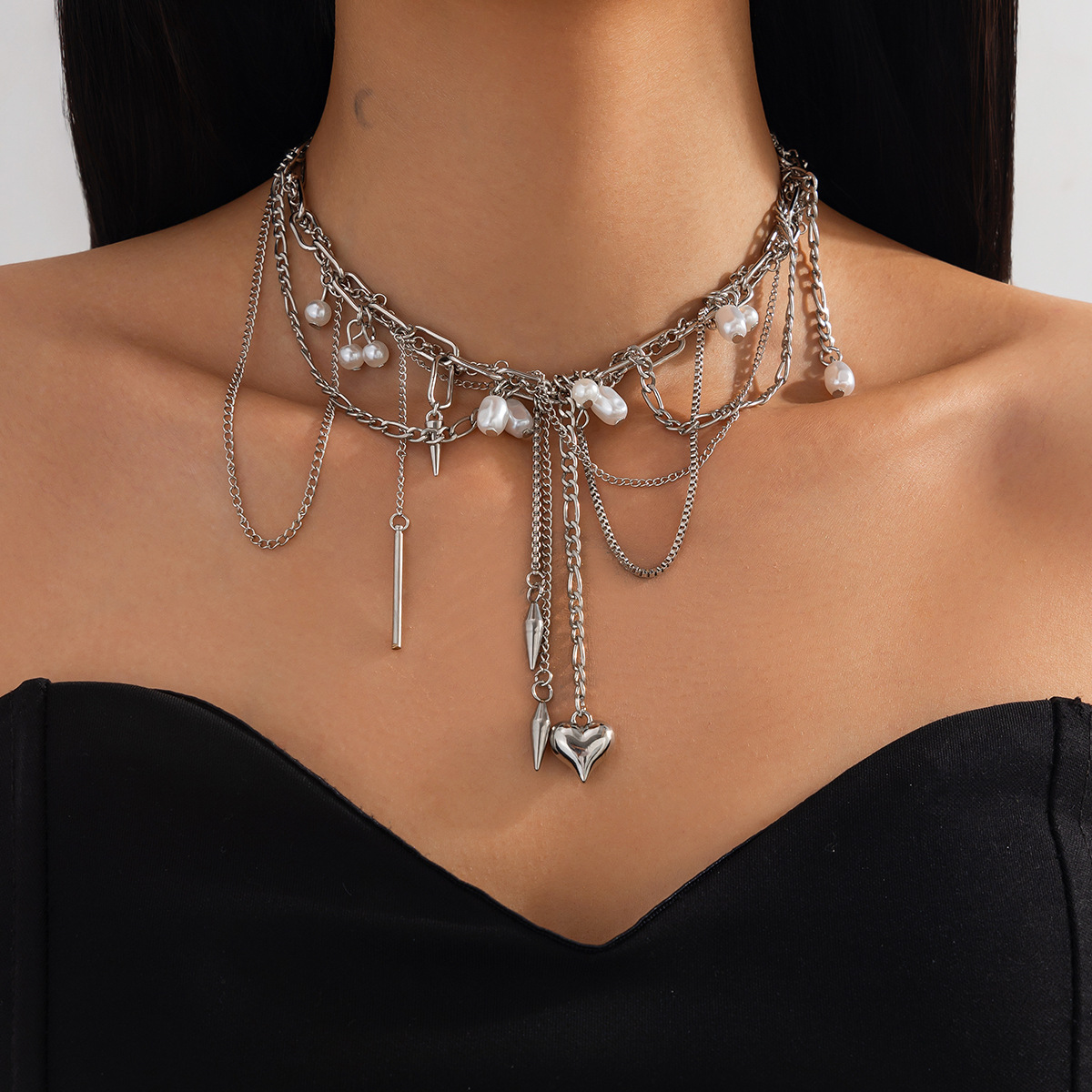 Pearl Choker Necklace Vintage - Naszyjniki z nieregularnych imitacji pereł w