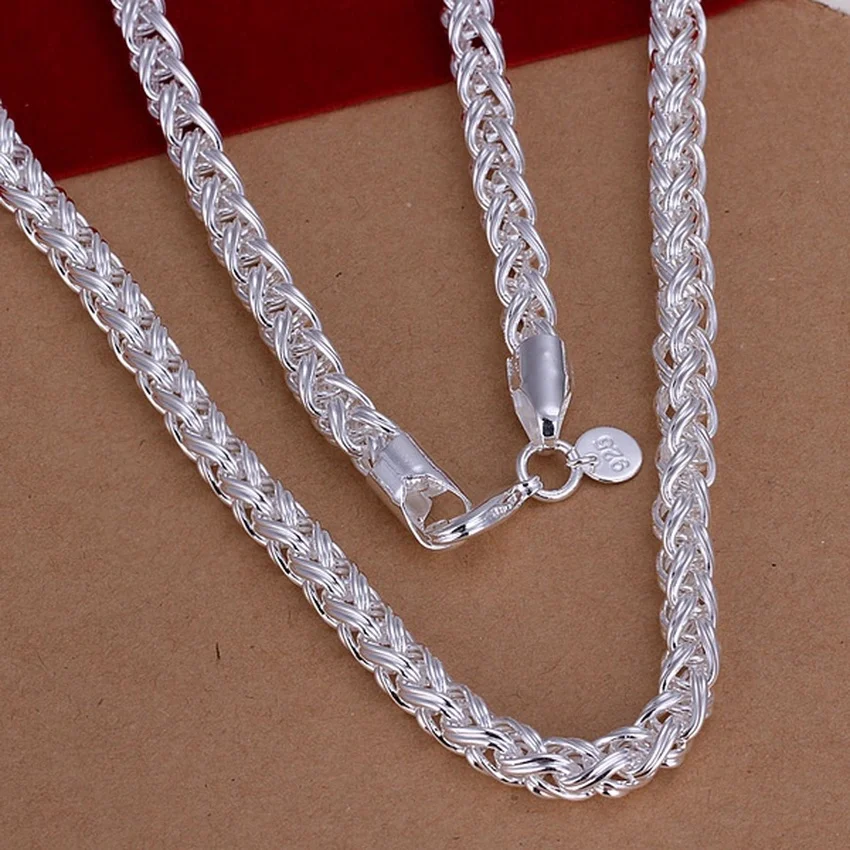 925 Sterling Silver Chain Necklace Men - 50cm 925 Sterling Silver 6MM Naszyjnik