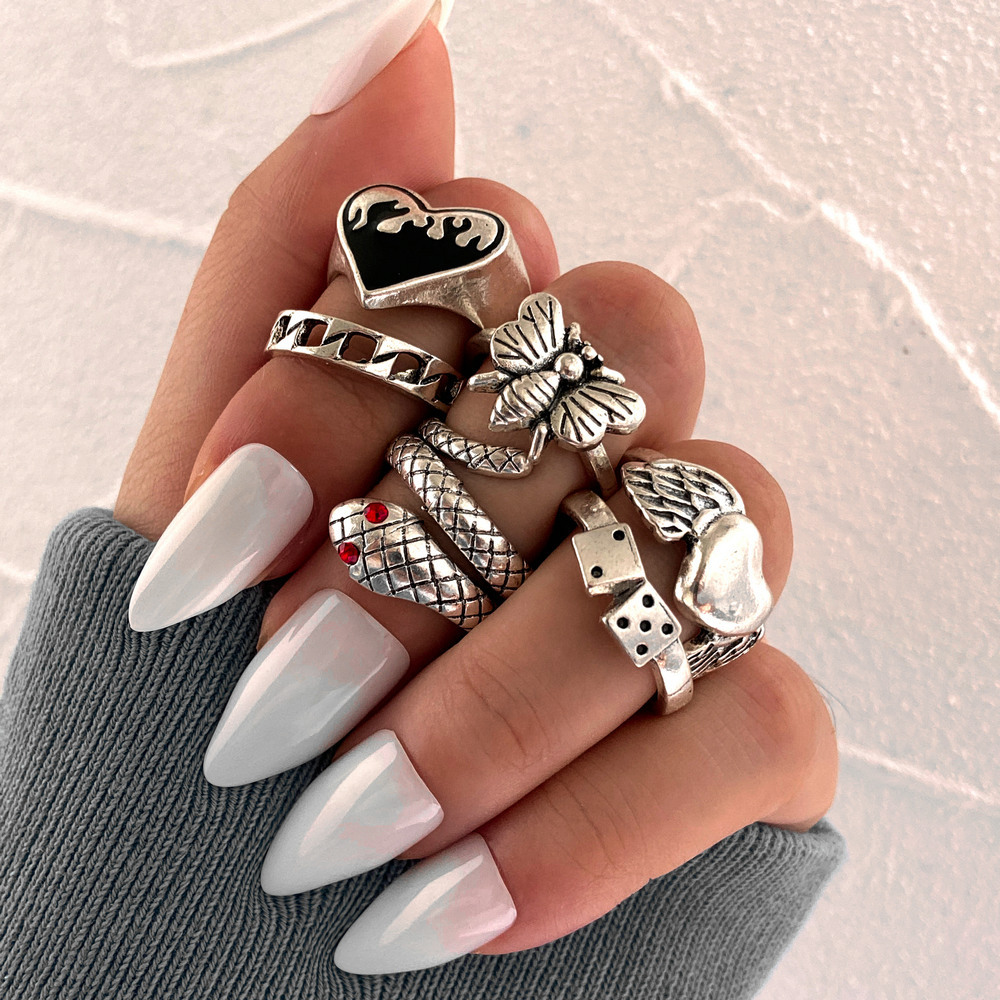 Vintage Punk Knuckle Rings Set - Zestaw 6 szt. vintage punkowych pierścionków