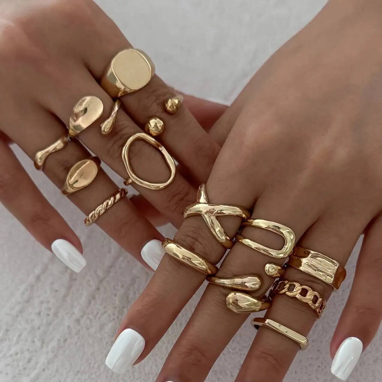 Vintage Punk Knuckle Rings Set - IngeSight.Z 14 szt./zestaw Hip Hop Punk