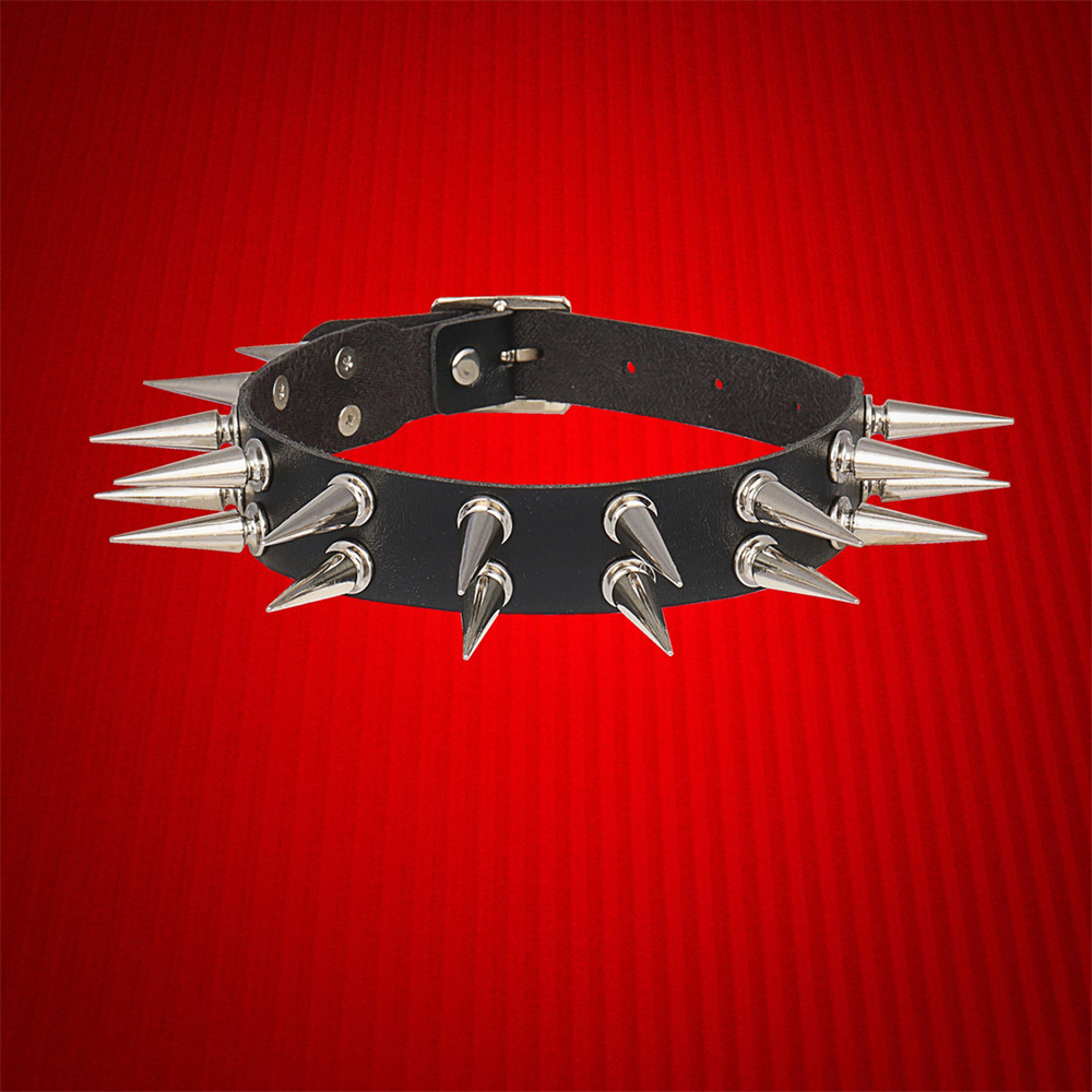 Goth Punk Spike Choker - Długi kolczyk-choker z kolcami dla kobiet