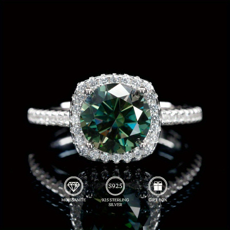 Moissanite Engagement Ring 1 Carat - 1 szt. Pierścionek ślubny z zielonym