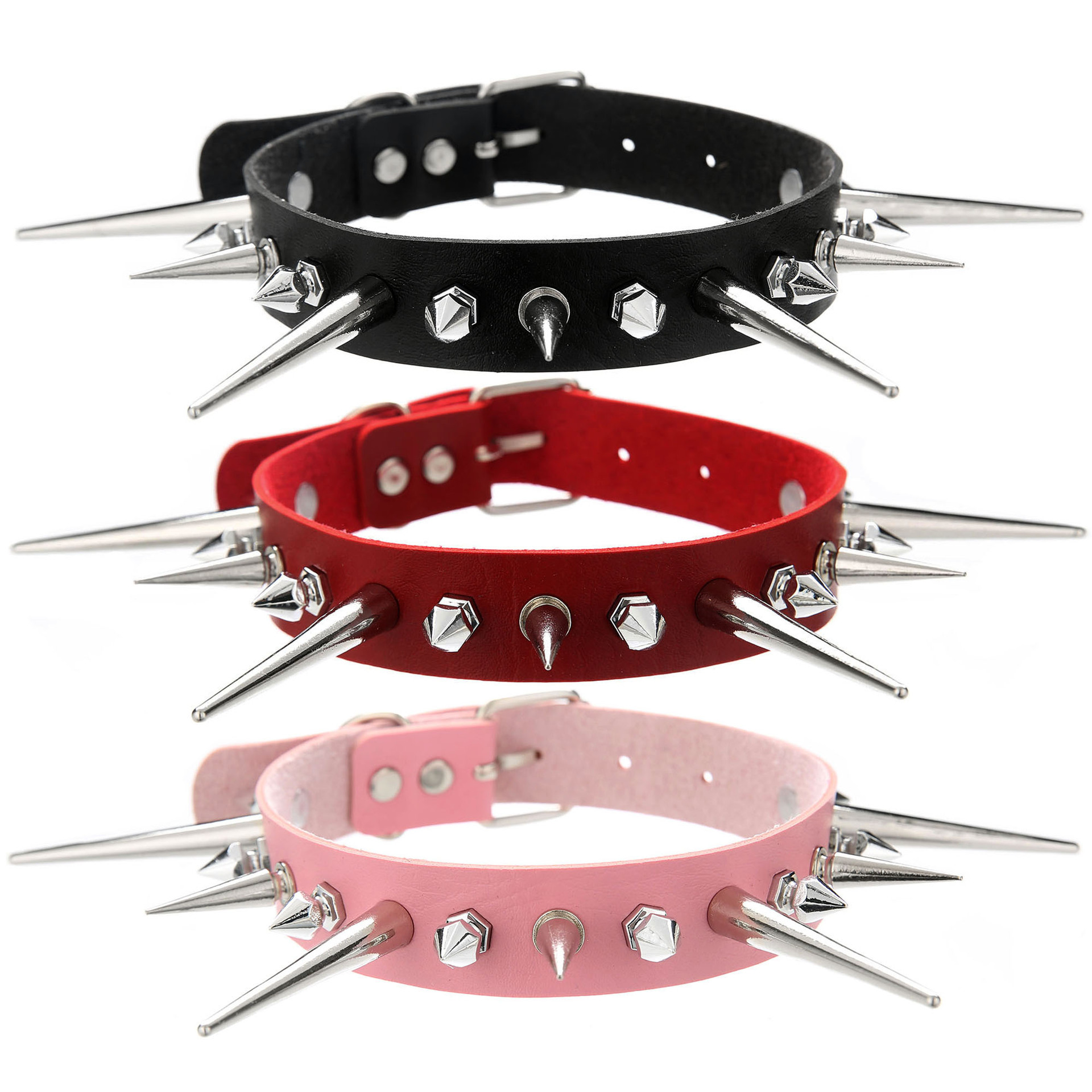 Goth Punk Spike Choker - KMVEXO Punk długi kolczasty Choker ze