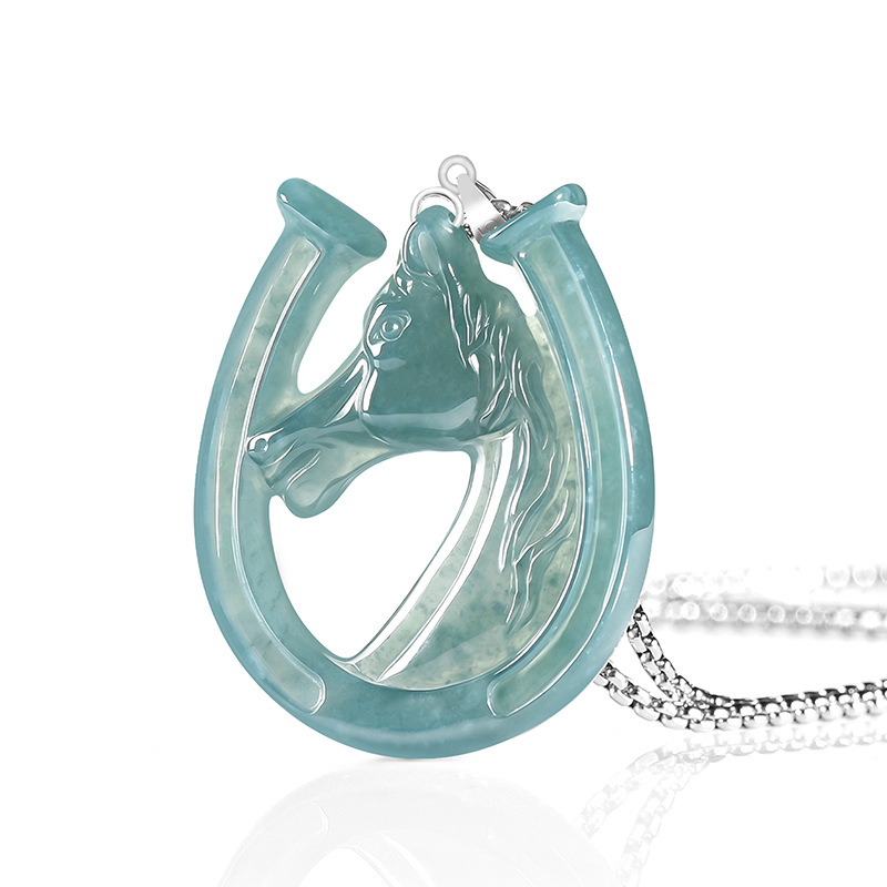 Necklaces - Srebrny naszyjnik S925 z naturalnym niebieskim
