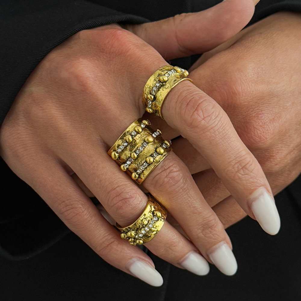 Vintage Punk Knuckle Rings Set - Ingemark 3 szt. Zestaw Regulowanych Otwartych