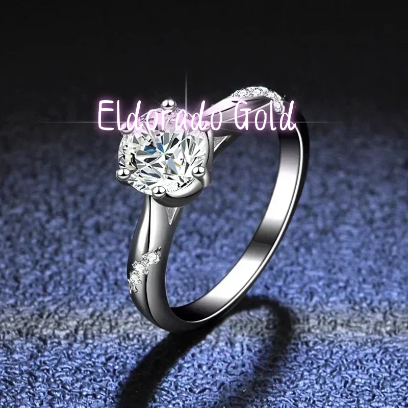 Moissanite Engagement Ring 1 Carat - Eldorado Gold 100% Oryginalny Certyfikowany Pierścionek