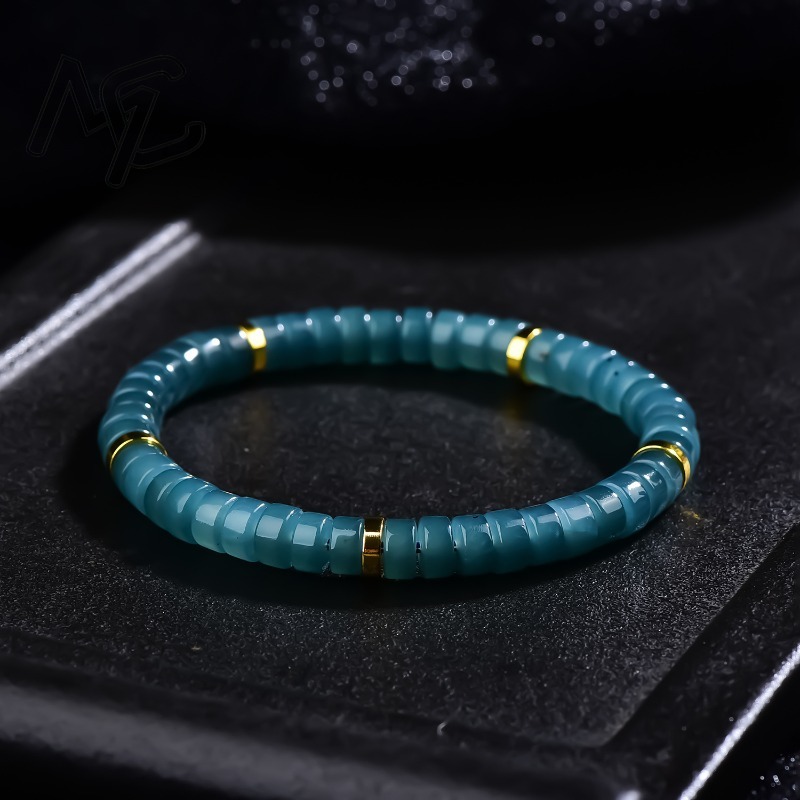 Bracelets - Naturalny Jadeit Niebieski Wodny Koraliki Abakusowe