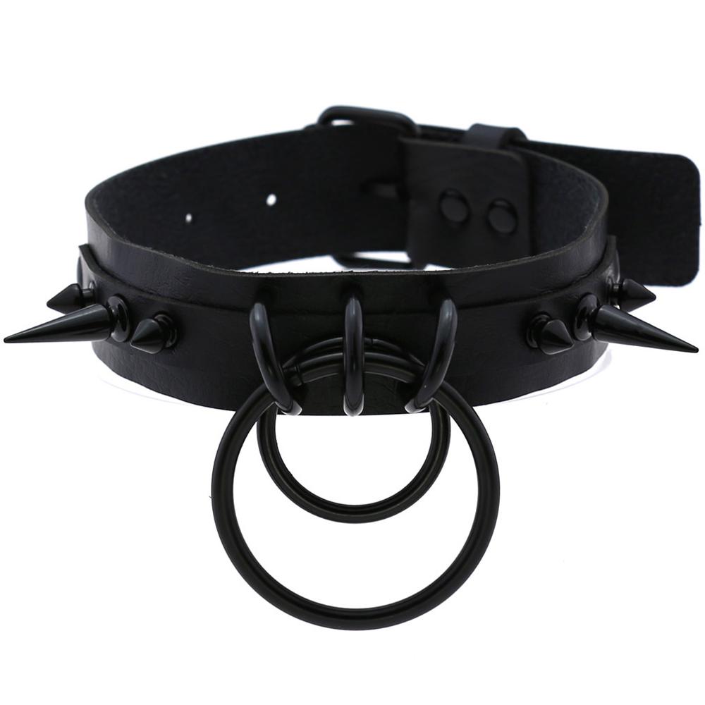 Goth Punk Spike Choker - Czarny kolczasty Choker Goth skórzany Spike