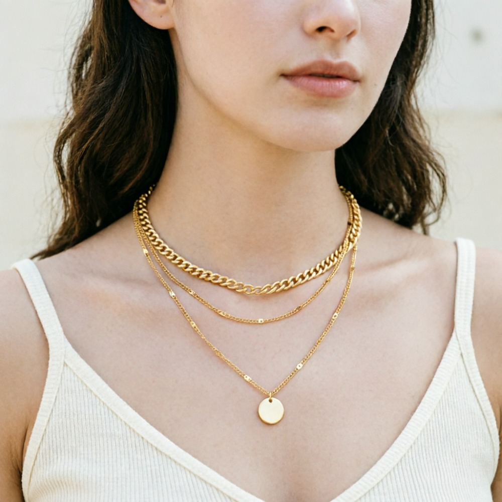 Layered Pendant Necklace Aesthetic - Estetyczne, modne, retro, vintage naszyjniki warstwowe