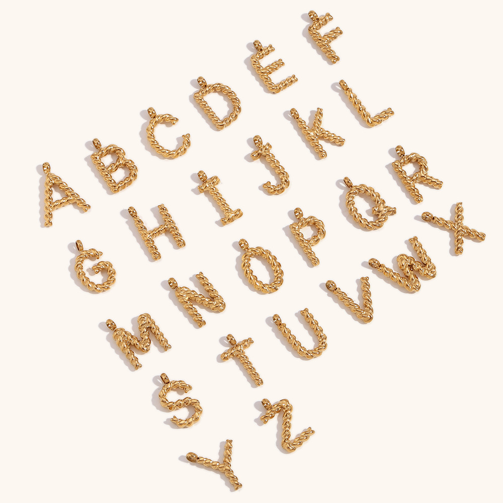 Initial Letter Necklace 18K Gold - Personalizowany naszyjnik z literą 3D, niestandardowa