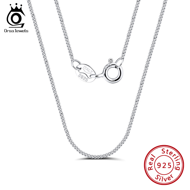 925 Sterling Silver Chain Necklace Men - ORSA JEWELS włoski 925 srebro 1.0mm
