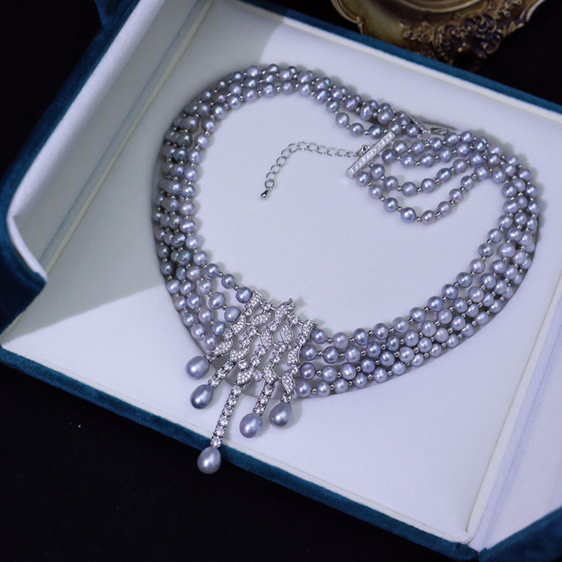 Pearl Choker Necklace Vintage - Naszyjnik z pereł słodkowodnych, vintage, luksusowy,