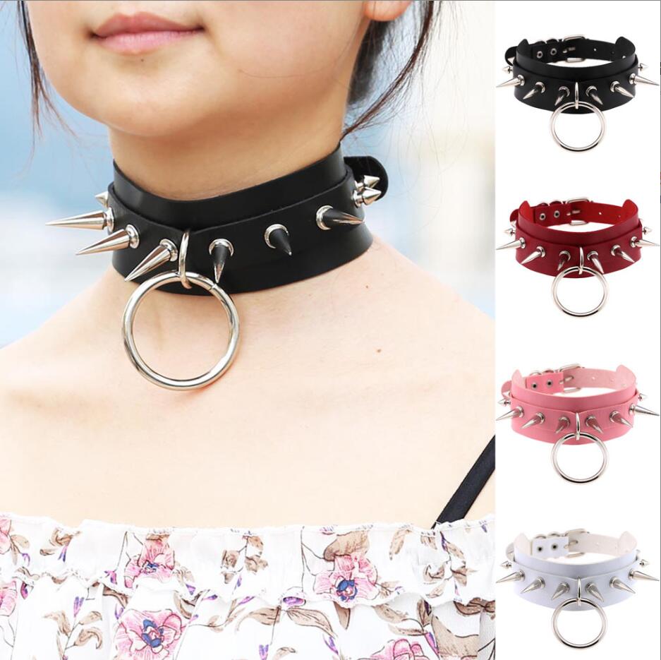 Goth Punk Spike Choker - Długi kolczasty naszyjnik punkowy Choker kobiet