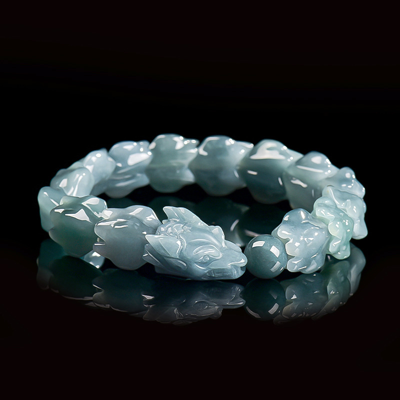 Bracelets - Niebieska bransoletka z jadeitu birmańskiego w
