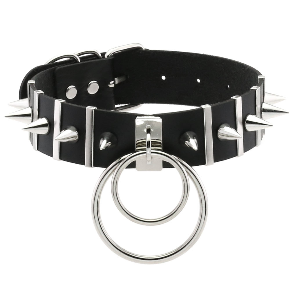 Goth Punk Spike Choker - Duże kolce Choker skórzana obroża Metal