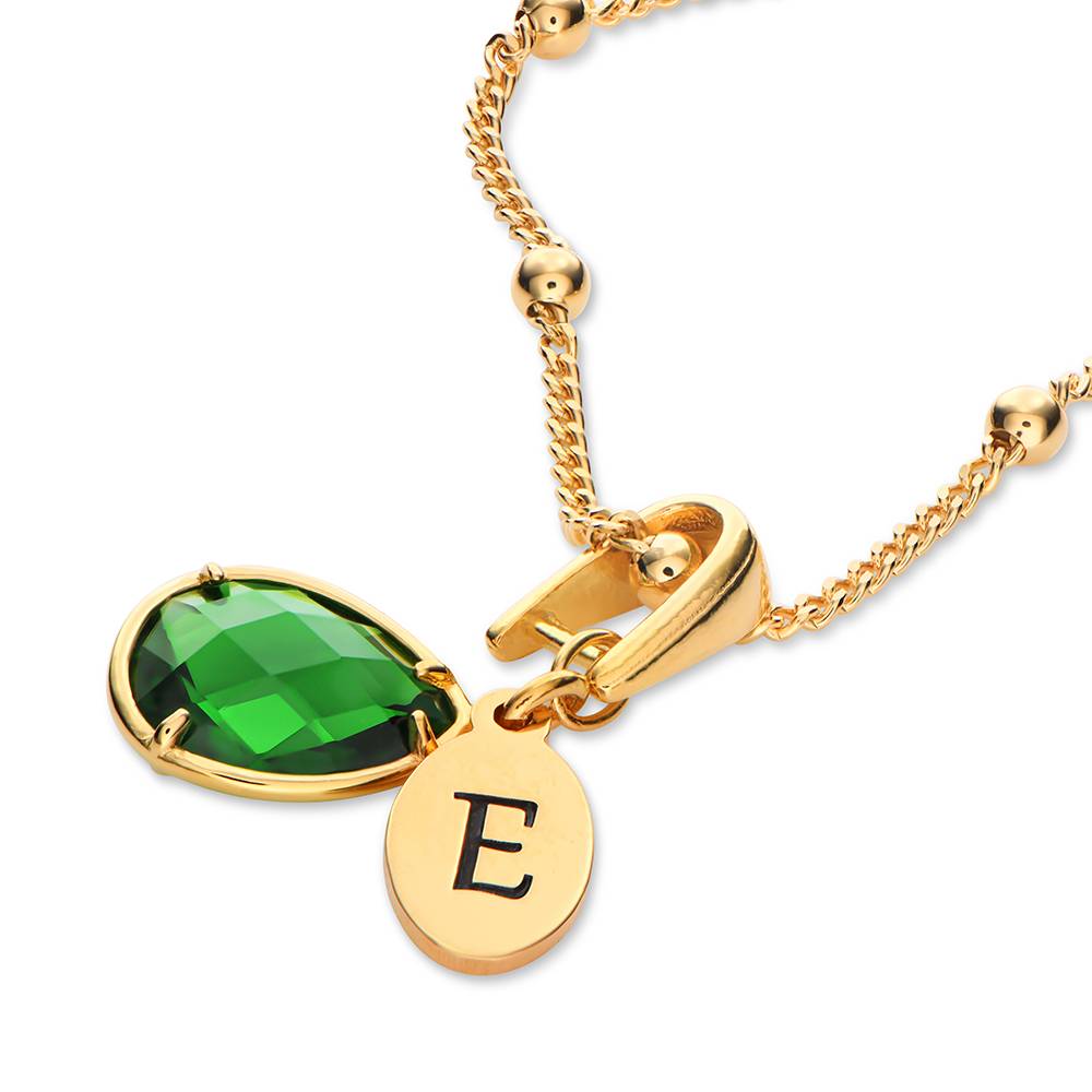 Initial Letter Necklace 18K Gold - Spersonalizowana nazwa wisiorek spersonalizacja kamień urodzeniowy