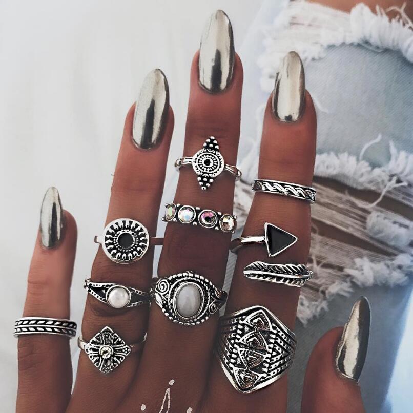 Vintage Punk Knuckle Rings Set - Meyfflin Vintage Knuckle Ring Set dla