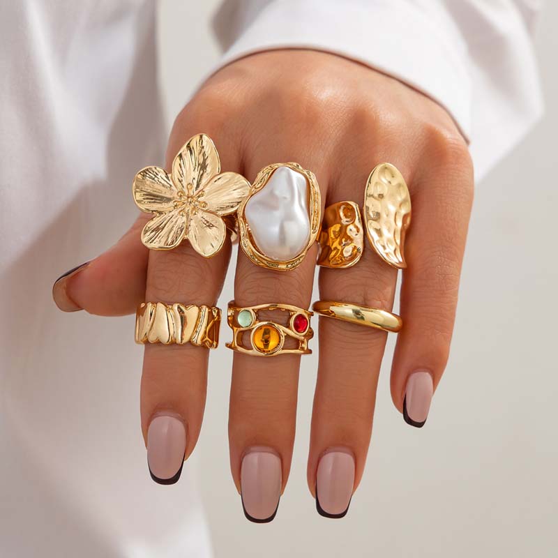 Vintage Punk Knuckle Rings Set - 6 sztuk/zestaw Vintage Metalowe Pierścionki z
