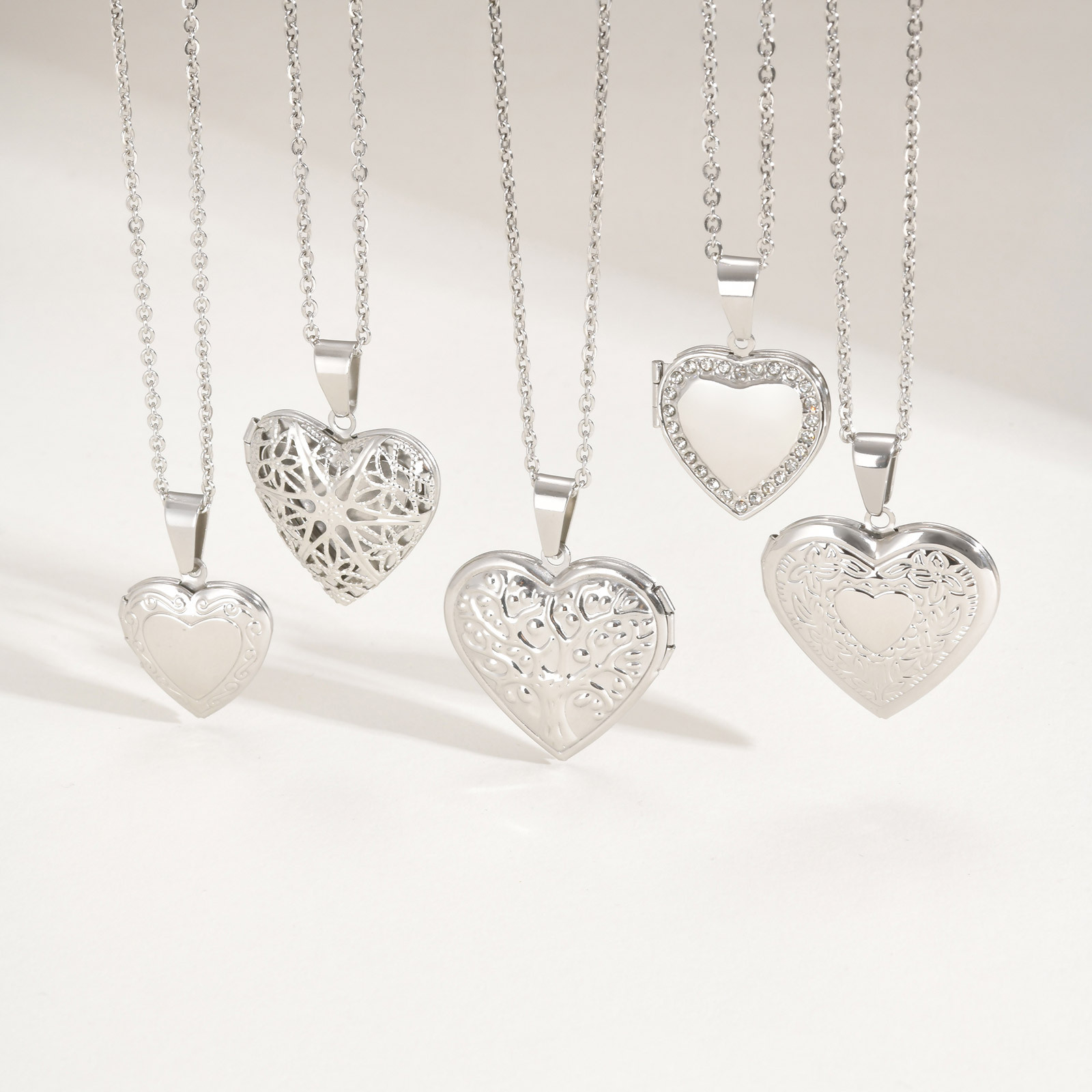 Heart Locket Necklace Photo - Vnox Never Fade Silver Color Stainless