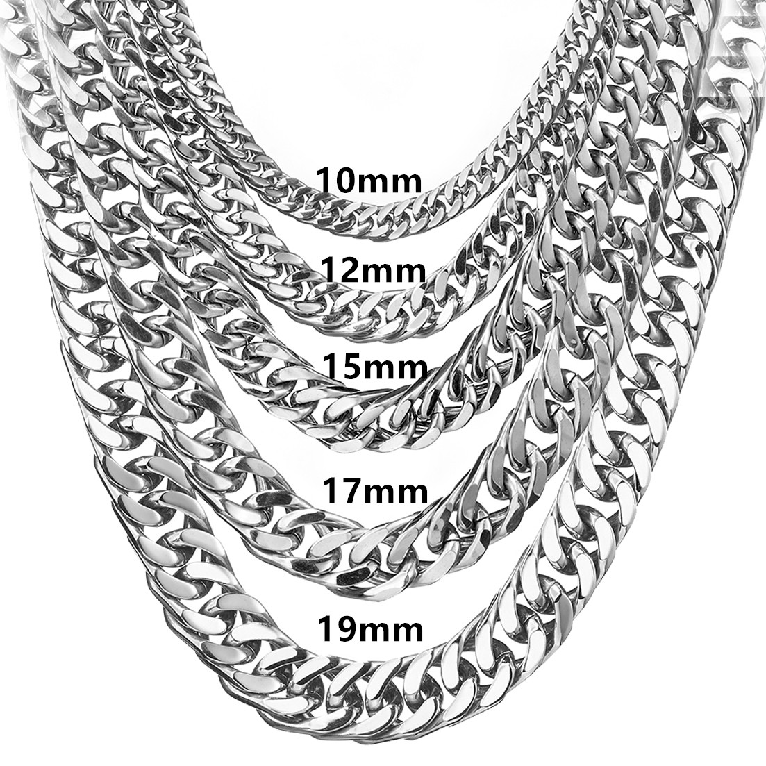 Cuban Link Chain 12Mm - 8mm-19mm dowolna długość ciężki kolor polerowane