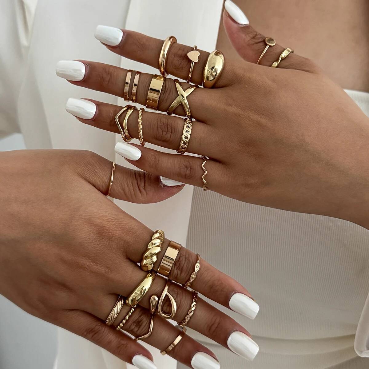 Vintage Punk Knuckle Rings Set - SHIXIN 24 szt./zestaw Modne, nieregularne, geometryczne