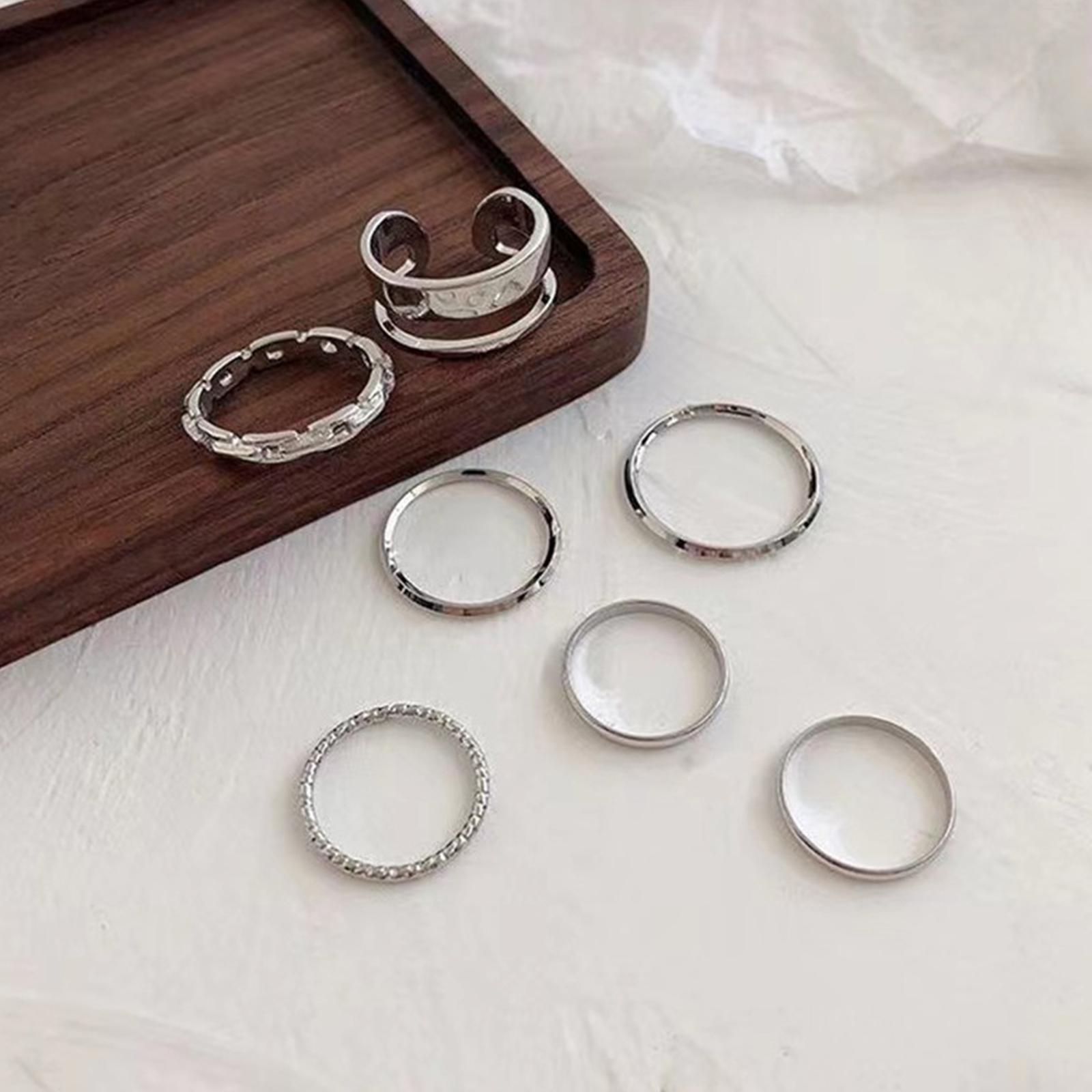Vintage Punk Knuckle Rings Set - Zestaw damskich pierścieni hip-hopowych w stylu