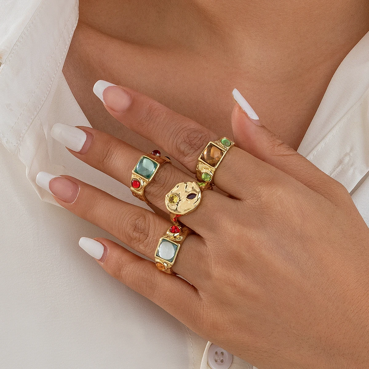 4 szt./zestaw Kolorowe Pierści – Vintage Punk Knuckle Rings Set recenzja i cena