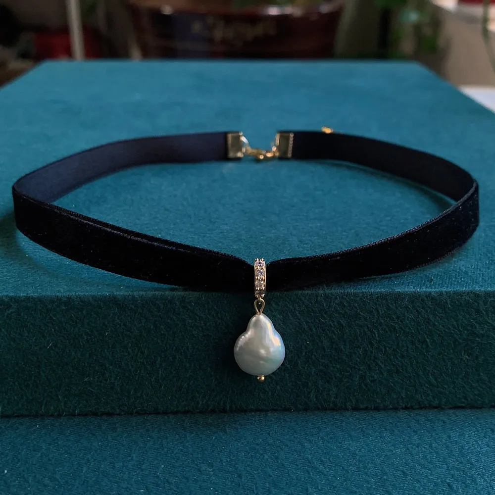 Czarny aksamitna wstążka Choke – Pearl Choker Necklace Vintage recenzja i cena