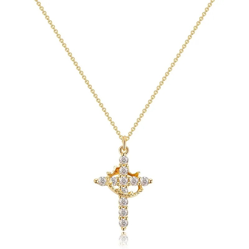 Naszyjniki z zawieszką w kszta – Cross Pendant Necklace Gold recenzja i cena