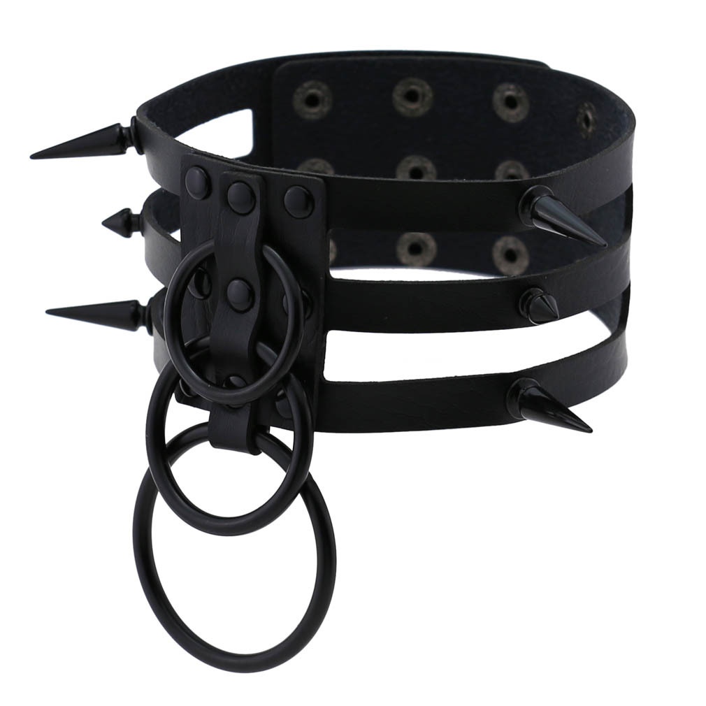 Moda kobiety mężczyźni czarny  – Goth Punk Spike Choker recenzja i cena