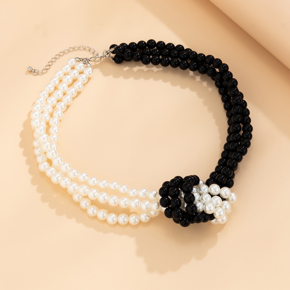 Modny Retro Czarno-Biały Naszy – Pearl Choker Necklace Vintage recenzja i cena