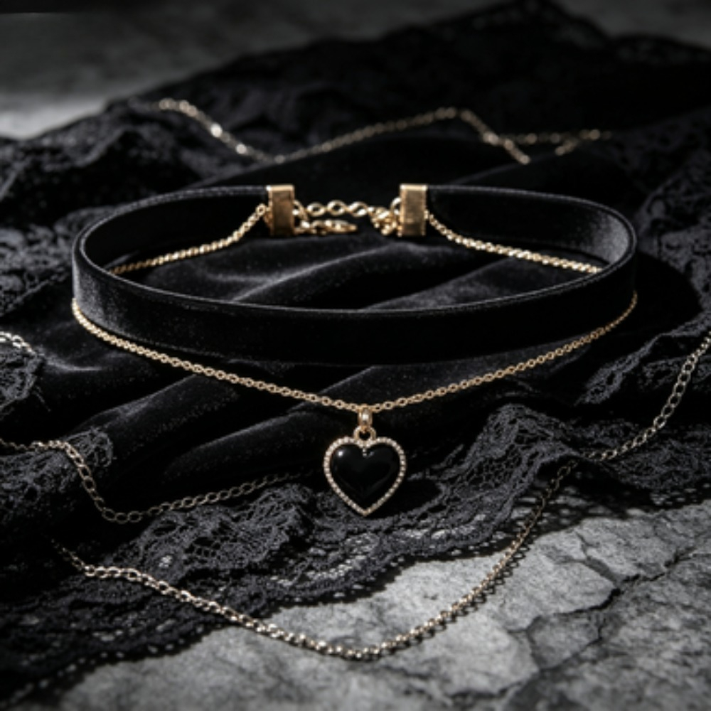 Wielowarstwowy czarny naszyjni – Layered Pendant Necklace Aesthetic recenzja i cena