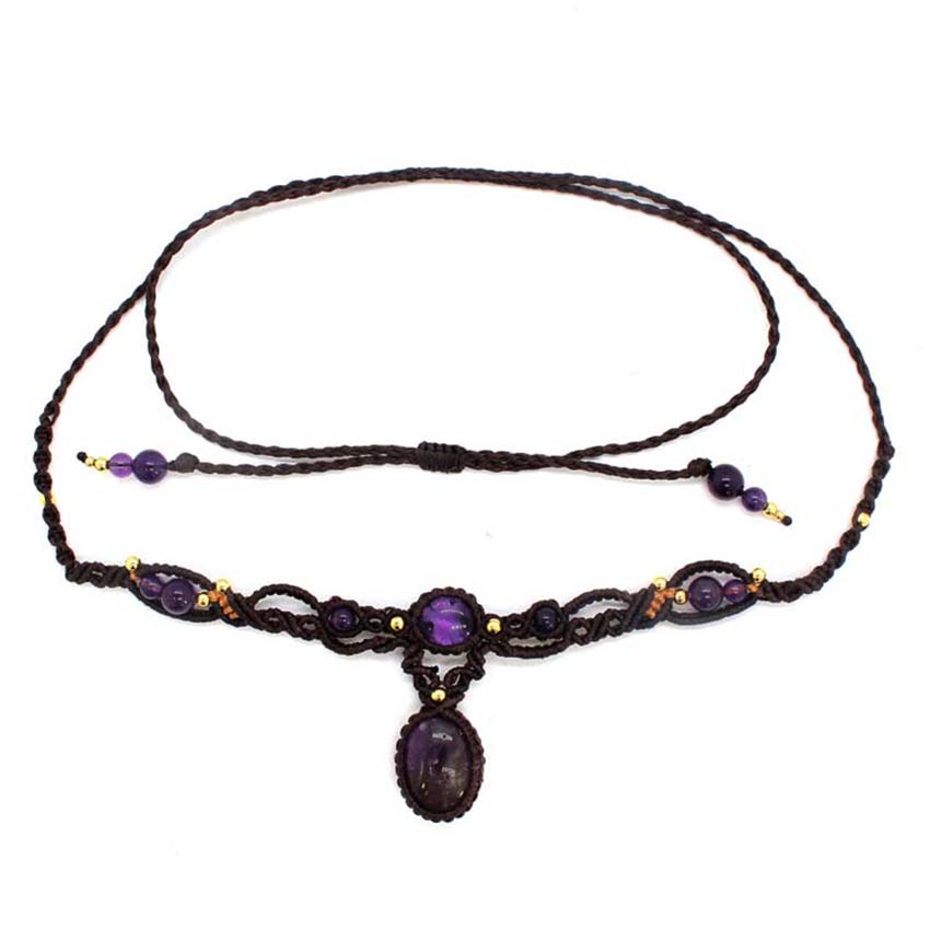 Kryształowy pleciony makrama k – Crystal Pendant Necklace Natural Stone recenzja i cena