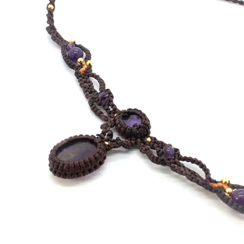 Kryształowy pleciony makrama k – Crystal Pendant Necklace Natural Stone recenzja i cena