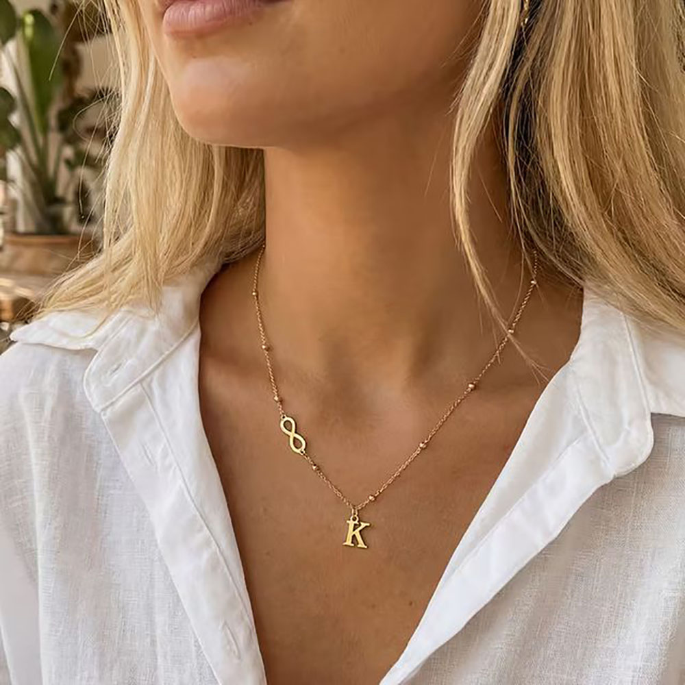 Naszyjnik z koralikami z liter – Initial Letter Necklace 18K Gold recenzja i cena