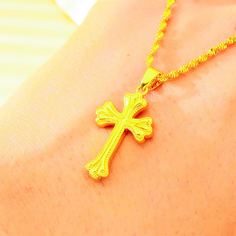 9999 24K prawdziwe złoto klasy – Cross Pendant Necklace Gold recenzja i cena