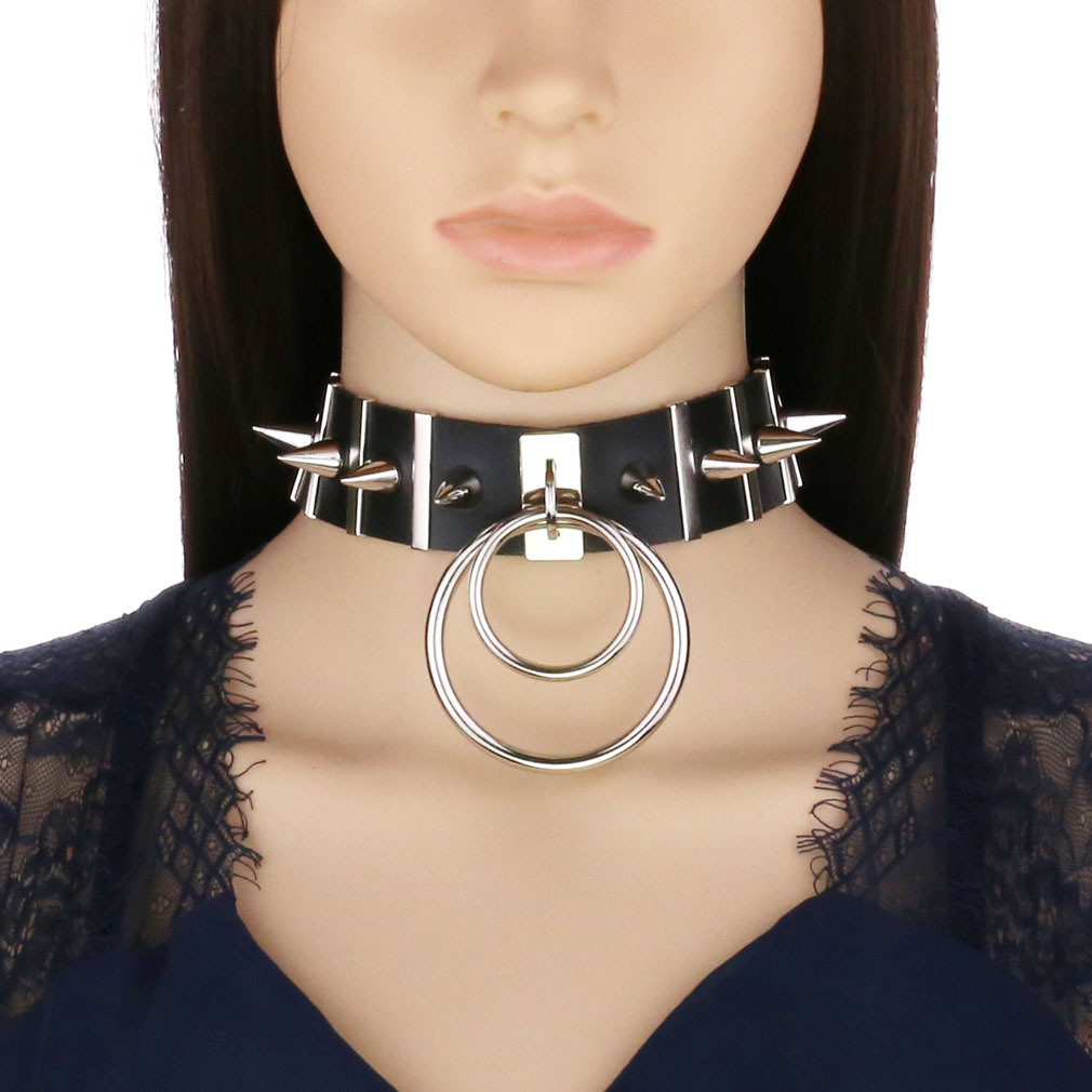 Duże kolce Choker skórzana obr – Goth Punk Spike Choker recenzja i cena