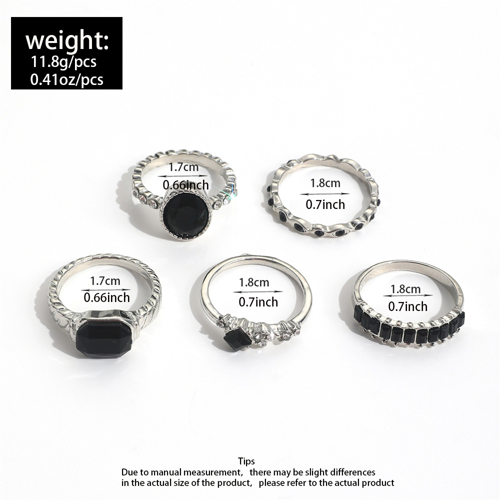 Retro czarny kryształowy kamie – Vintage Punk Knuckle Rings Set recenzja i cena