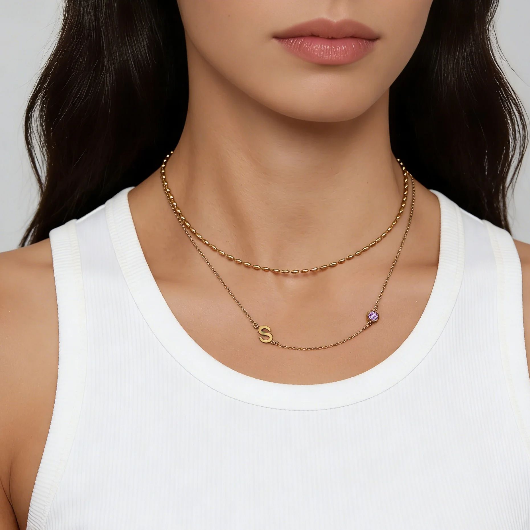 Naszyjnik z inicjałem i kamien – Initial Letter Necklace 18K Gold recenzja i cena